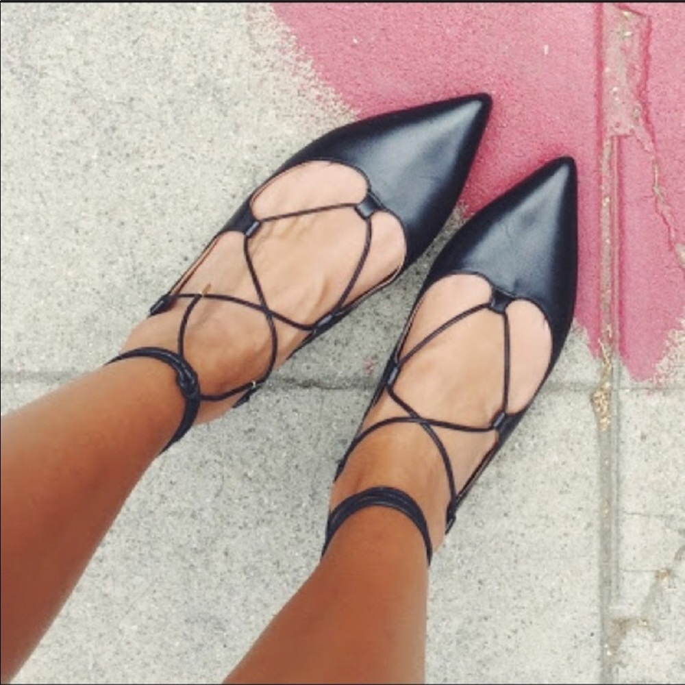 TopShop Lace Up Black Flats